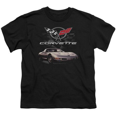 Chevy Kids Shirt Corvette Checkered Past Black T-Shirt