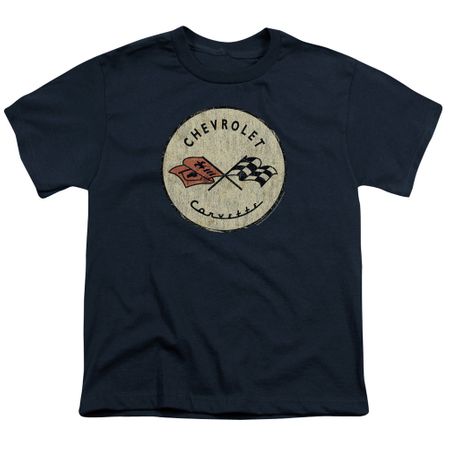 Chevy Kids Shirt Corvette Old Vette Logo Navy Blue T-Shirt