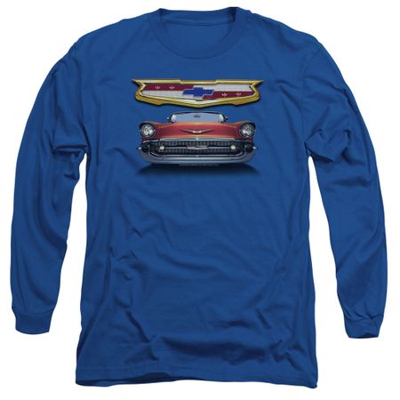 Chevy Long Sleeve Shirt 1957 Bel Air Grille Royal Blue Tee T-Shirt