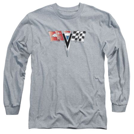 Chevy Long Sleeve Shirt 2ND Gen Vette Nose Emblem Athletic Heather Tee T-Shirt