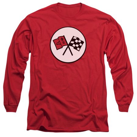 Chevy Long Sleeve Shirt Chevrolet 2nd Gen Vette Logo Red Tee T-Shirt