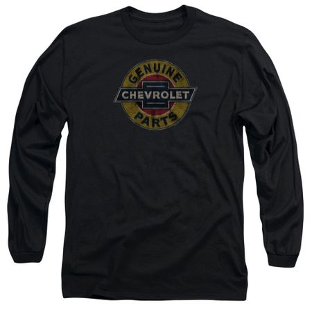 Chevy Long Sleeve Shirt Genuine Parts Distressed Sign Black Tee T-Shirt