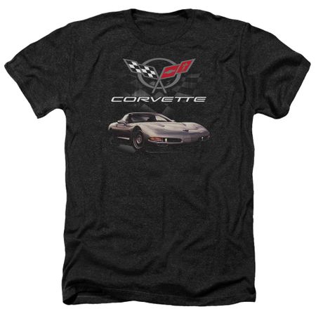 Chevy Shirt Corvette Checkered Past Heather Black T-Shirt