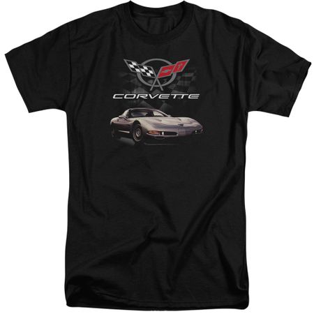 Chevy Shirt Corvette Checkered Past Tall Black T-Shirt