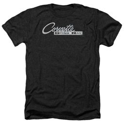Chevy Shirt Corvette Sting Ray Chrome Logo Heather Black T-Shirt