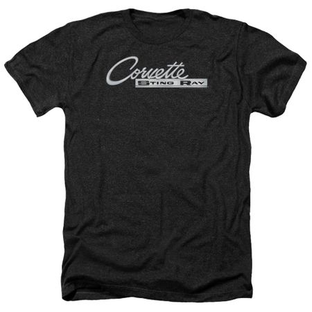 Chevy Shirt Corvette Sting Ray Chrome Logo Heather Black T-Shirt