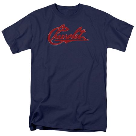 Chevy Shirt Distressed Script Navy T-Shirt
