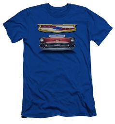 Chevy Slim Fit Shirt 1957 Bel Air Grille Royal Blue T-Shirt