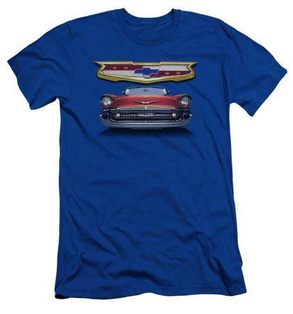 Chevy Slim Fit Shirt 1957 Bel Air Grille Royal Blue T-Shirt