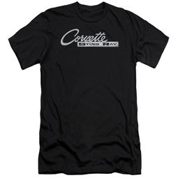 Chevy Slim Fit Shirt Corvette Sting Ray Chrome Logo Black T-Shirt