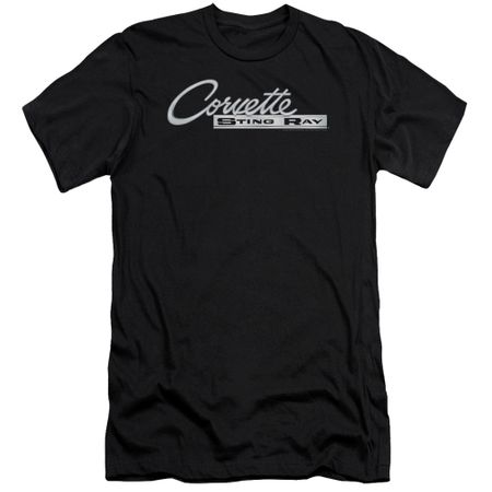 Chevy Slim Fit Shirt Corvette Sting Ray Chrome Logo Black T-Shirt
