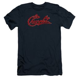 Chevy Slim Fit Shirt Distressed Script Navy T-Shirt
