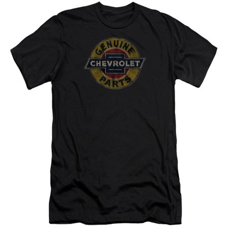Chevy Slim Fit Shirt Genuine Parts Distressed Sign Black T-Shirt