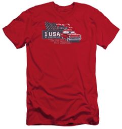 Chevy Slim Fit Shirt See The USA Chevrolet Red T-Shirt