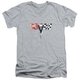 Chevy Slim Fit V-Neck Shirt 2ND Gen Vette Nose Emblem Athletic Heather T-Shirt