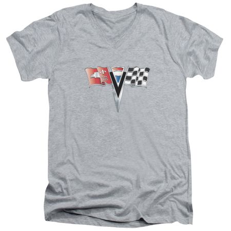 Chevy Slim Fit V-Neck Shirt 2ND Gen Vette Nose Emblem Athletic Heather T-Shirt