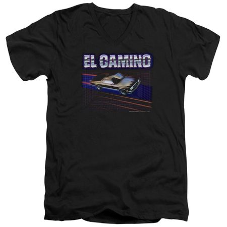 Chevy Slim Fit V-Neck Shirt 85 El Camino Black T-Shirt