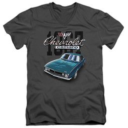 Chevy Slim Fit V-Neck Shirt Blue Classic Camaro Charcoal T-Shirt