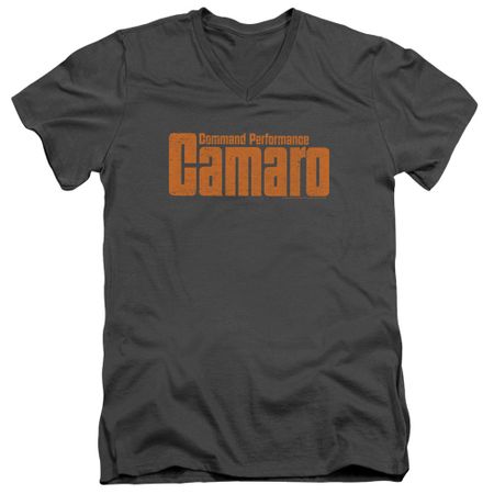 Chevy Slim Fit V-Neck Shirt Camaro Command Performance Charcoal T-Shirt