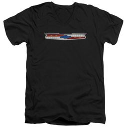 Chevy Slim Fit V-Neck Shirt Chevrolet 56 Bel Air Emblem Black T-Shirt