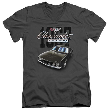 Chevy Slim Fit V-Neck Shirt Chevrolet Classic Camaro Charcoal T-Shirt