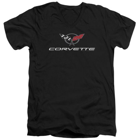 Chevy Slim Fit V-Neck Shirt Corvette Emblem Black T-Shirt