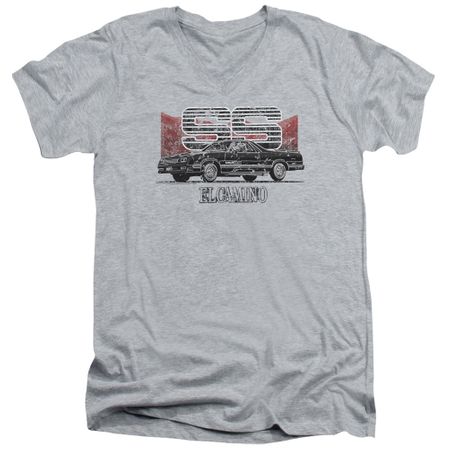 Chevy Slim Fit V-Neck Shirt El Camino SS Sports Grey T-Shirt