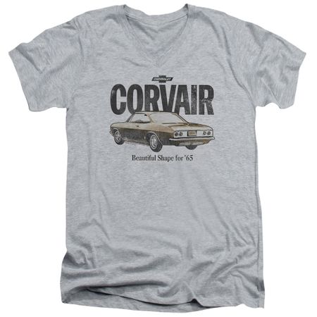 Chevy Slim Fit V-Neck Shirt Retro Corvair Sports Grey T-Shirt