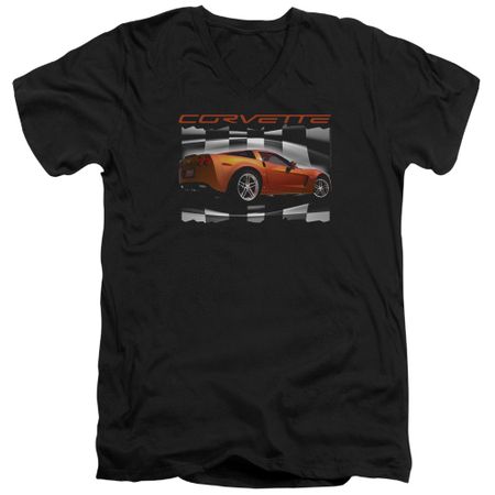 Chevy Slim Fit V-Neck Shirt ZO6 checkered Black T-Shirt