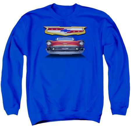 Chevy Sweatshirt 1957 Bel Air Grille Adult Royal Blue Sweat Shirt