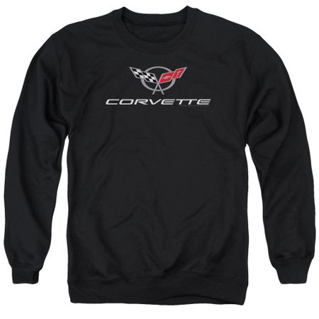 Chevy Sweatshirt Corvette Emblem Adult Black Sweat Shirt