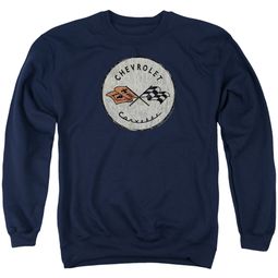 Chevy Sweatshirt Corvette Old Vette Logo Adult Navy Blue Sweat Shirt