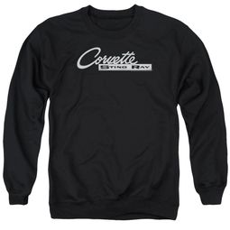 Chevy Sweatshirt Corvette Sting Ray Chrome Logo Adult Black Sweat Shirt