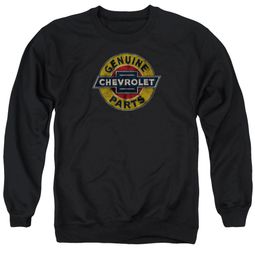 Chevy Sweatshirt Genuine Parts Distressed Sign Adult Black Sweat Shirt