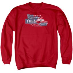 Chevy Sweatshirt See The USA Chevrolet Adult Red Sweat Shirt
