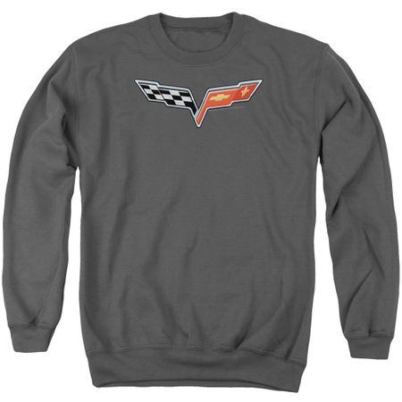 Chevy Sweatshirt Vette Logo Adult Charcoal Sweat Shirt