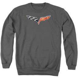 Chevy Sweatshirt Vette Logo Adult Charcoal Sweat Shirt