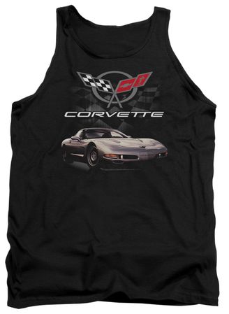 Chevy Tank Top Corvette Checkered Past Black Tanktop