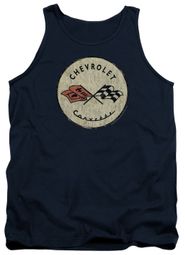 Chevy Tank Top Corvette Old Vette Logo Navy Blue Tanktop