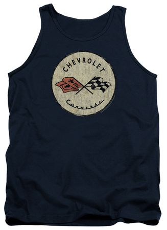 Chevy Tank Top Corvette Old Vette Logo Navy Blue Tanktop