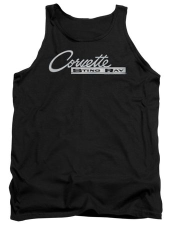 Chevy Tank Top Corvette Sting Ray Chrome Logo Black Tanktop