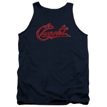 Chevy Tank Top Distressed Script Navy Tanktop