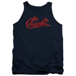 Chevy Tank Top Distressed Script Navy Tanktop