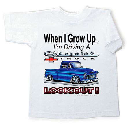 Chevy Truck Kids T-Shirt Chevrolet Lookout Youth White Tee Shirt