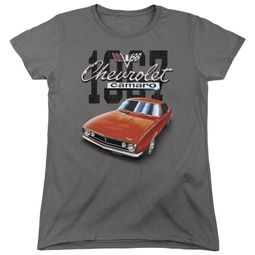 Chevy Womens Shirt Chevrolet 1967 Red Classic Camaro Charcoal T-Shirt