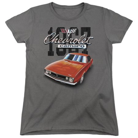 Chevy Womens Shirt Chevrolet 1967 Red Classic Camaro Charcoal T-Shirt