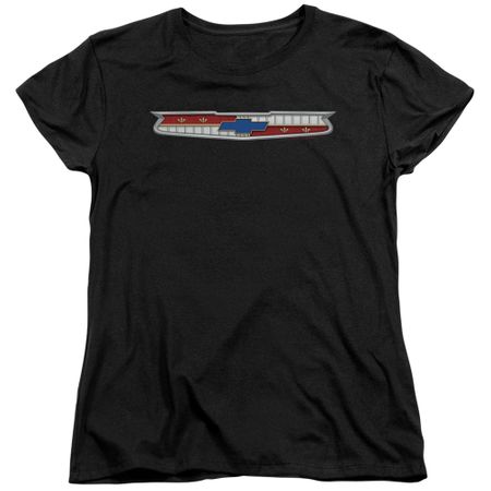 Chevy Womens Shirt Chevrolet 56 Bel Air Emblem Black T-Shirt
