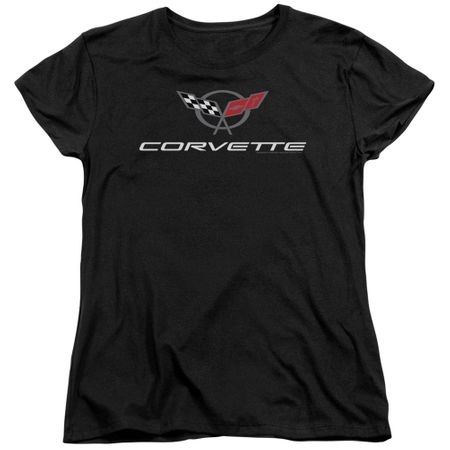 Chevy Womens Shirt Corvette Emblem Black T-Shirt