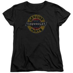 Chevy Womens Shirt Genuine Parts Distressed Sign Black T-Shirt
