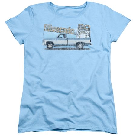 Chevy Womens Shirt Silverado Light Blue T-Shirt